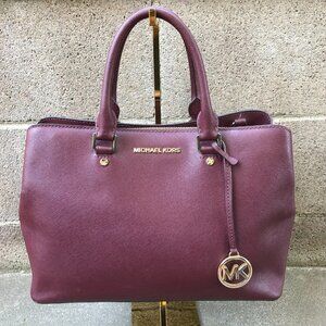 MICHAEL KORS Savannah Purse Red Saffiano Leather Hand Bag Designer